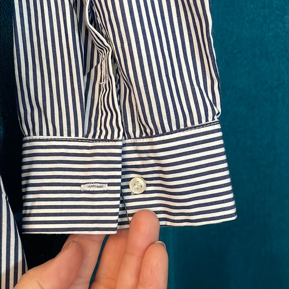 J. Crew Blue and White Striped Long Sleeve Dress - Picture 3 of 4